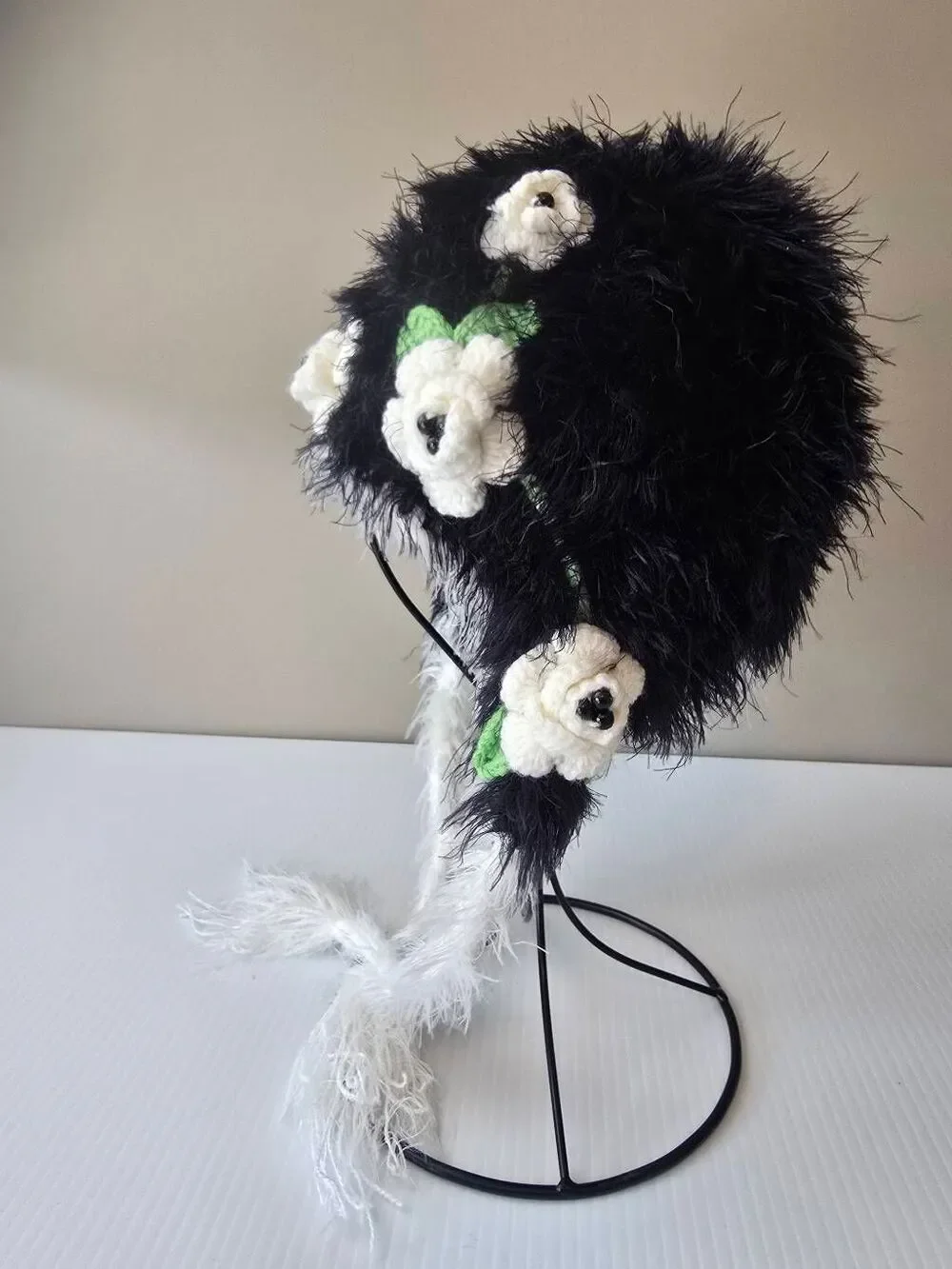 The Daisy Baby Cap Floral Black and White